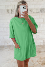Fiery Red Solid Color Raw Edge Half Sleeve Pocketed Loose Romper