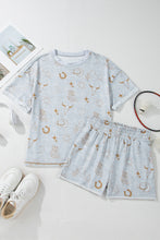 Gray Drop Sleeve T Shirt and Elastic Waist Shorts Set