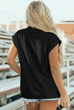 Yellow Solid Color High Neck Cap Sleeve Loose Top