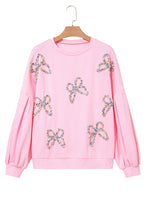 Parchment Sweet Bow Lantern Sleeve Oversized Pullover Sweatshirt