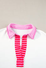 White Stripe Colorblock Sleeve Collared Mini Dress