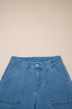 Dark Brown Retro Washed Patch Pocket Loose Jeans