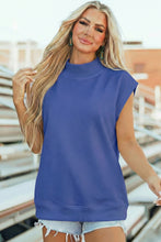 Yellow Solid Color High Neck Cap Sleeve Loose Top