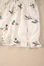 Beige Mallard Print Shirt Style Short Two Piece Set