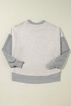 Light Grey Color Block Thumbhole Sleeve Drop Shoulder Sweatshirt