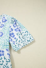 Sky Blue Floral Bow Front Puff Sleeve Mini Dress