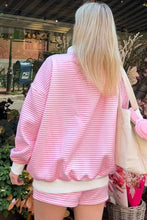 Pink Stripe Oversize Mock Neck Sweatshirt and Shorts Set
