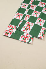 Green Candy Cane Checkered Pattern Christmas Pajama Set