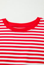 Red Striped Exposed Seam Drop Shoulder Long Sleeve Top