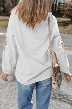 White Corded Rib Sequin Patched Nutcracker Graphic Drop Shoulder Sweatshirt