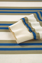 Khaki Striped Crew Neck Drop Shoulder Pullover Sweatshirt