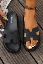 Black Cut Out Band Open Toe Platform Slides Shoes