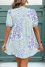 Sky Blue Floral Bow Front Puff Sleeve Mini Dress