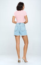 HIGH RISE RIPPED DENIM SHORTS