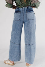 Ashleigh Blue Acid Wash Exposed Seam Drawstring High Waist Jeans