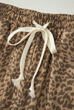 Gray Leopard Print Star Patched Drawstring Elastic Waist Jogger Pants