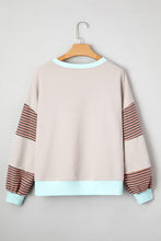 Jet Stream Colorblock Patchwork Striped Sleeve Sweatshirt