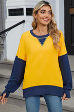 Light Grey Color Block Thumbhole Sleeve Drop Shoulder Sweatshirt