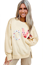 Apricot LOVE Side Slits Crew Neck Oversized Sweatshirt