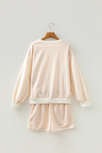 Sky Blue Plaid Baggy Pullover Drawstring Casual Shorts 2pcs Outfit