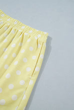 Green Polka Dot Print Color Block Trim Mock Neck Short Set