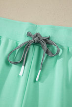 Bonbon Solid V-Neck Tee and Drawstring Plus Size Pants Set