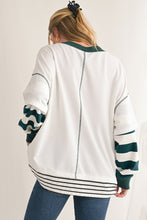 White Striped Layered Drop Sleeve Sweatshirt