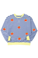 Red Stripe Glitter Halloween Pumpkin Print Oversized Graphic Sweatshirt