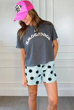Pink Polka Dot Print Drop Shoulder Pullover Drawstring Shorts Set