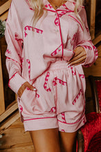 Pink Candy Cane Print Christmas Pajama Set