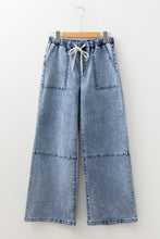 Ashleigh Blue Acid Wash Exposed Seam Drawstring High Waist Jeans