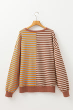 Pink Stripe Colorblock Drop Shoulder Oversize Sweatshirt