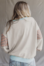 Jet Stream Colorblock Patchwork Striped Sleeve Sweatshirt