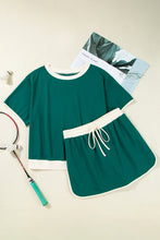 Evergreen Plus Size Contrast Trim T Shirt and Skort Two Piece Set