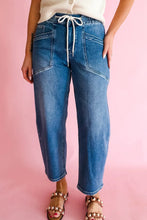 Ashleigh Blue Unique Pockets Drawstring Barrel Jeans