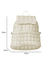 Medium Grey Solid Flapped Quilted Puffer Backpack