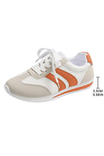 White Patchwork Breathable Lace Up Sneakers