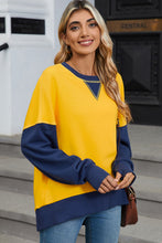 Light Grey Color Block Thumbhole Sleeve Drop Shoulder Sweatshirt