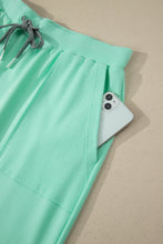 Bonbon Solid V-Neck Tee and Drawstring Plus Size Pants Set