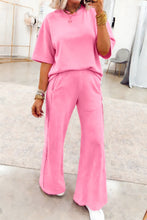 Green Solid Cover Oversize Tee Pocketed Casual Pants 2pcs Outfit