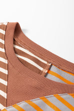Pink Stripe Colorblock Drop Shoulder Oversize Sweatshirt