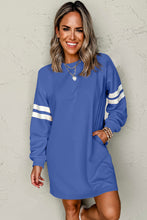 Sky Blue Preppy Striped Sleeve Loose Mini Dress