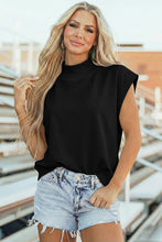 Yellow Solid Color High Neck Cap Sleeve Loose Top
