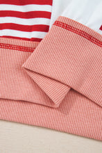 Red Striped Colorblock Patchwork Oversized Sweatshirt