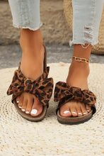 Coffee Leopard Bow Retro Cork Slippers