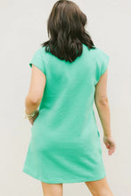 Mint Green Plain Textured Pocketed Mini Dress