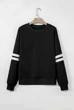 Orange Preppy Striped Sleeve Loose Sweatshirt