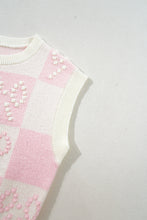 Pink Preppy Checkered Bowknot Knit Vest