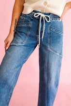 Ashleigh Blue Unique Pockets Drawstring Barrel Jeans