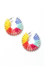 Beaded Rainbow Hoop Earrings